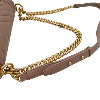 CHANEL | Dark Beige Chevron Quilted Boy Flap Bag