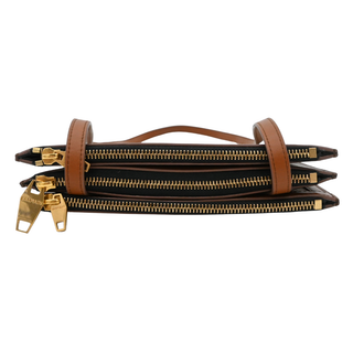 BALMAIN | Three-Pouches Tan Canvas Crossbody Bag