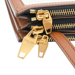 BALMAIN | Three-Pouches Tan Canvas Crossbody Bag