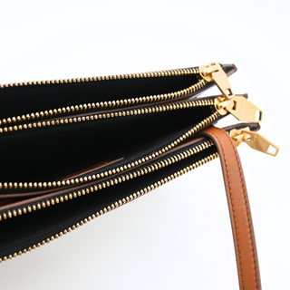 BALMAIN | Three-Pouches Tan Canvas Crossbody Bag