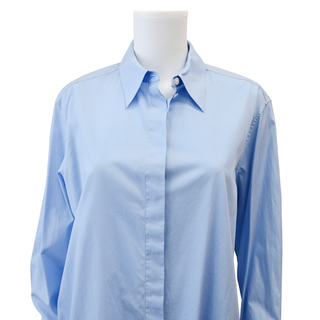 THE ROW | Xime Light Blue Button-Up Cotton Blouse