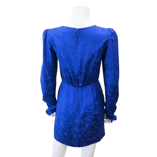 SALONI | Blue Floral Jacquard Tie-Waist Mini Dress