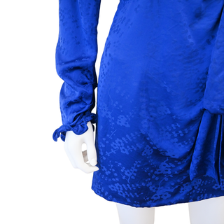 SALONI | Blue Floral Jacquard Tie-Waist Mini Dress