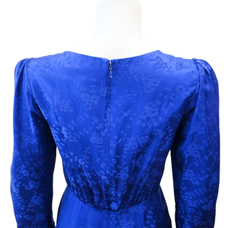 SALONI | Blue Floral Jacquard Tie-Waist Mini Dress