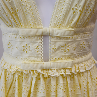 SELF-PORTRAIT | Yellow Eyelet Lace Sleeveless Mini Dress