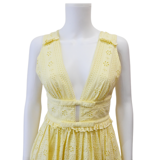 SELF-PORTRAIT | Yellow Eyelet Lace Sleeveless Mini Dress