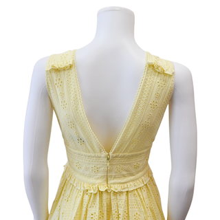 SELF-PORTRAIT | Yellow Eyelet Lace Sleeveless Mini Dress