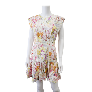 Harmony Floral Linen Flounce Mini Dress