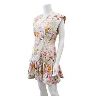 ZIMMERMANN | Harmony Floral Linen Flounce Mini Dress