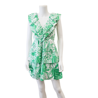 Ritamarie Spearmint Tulips Ruffled Mini Dress