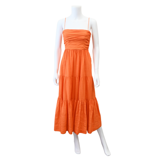 LA LIGNE | Bright Orange Tiered Midi Dress