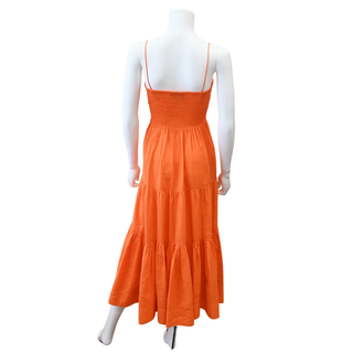 LA LIGNE | Bright Orange Tiered Midi Dress