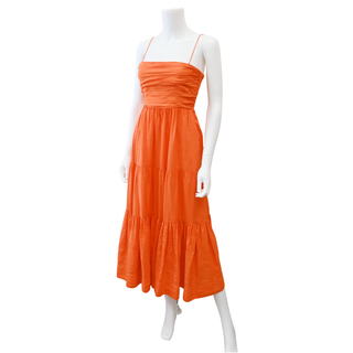 LA LIGNE | Bright Orange Tiered Midi Dress