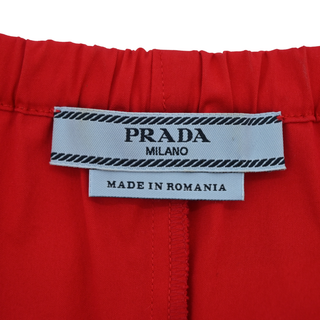 PRADA | Red Off The Shoulder Cotton-Blend Blouse