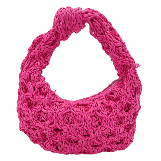 MARIA LA ROSA | Mini Datolite Crochet Fuchsia Top Handle Bag