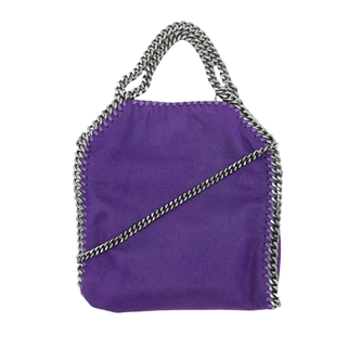 STELLA MCCARTNEY | Purple Vegan Suede Falabella Mini Tote Crossbody Bag