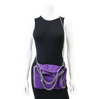 Purple Vegan Suede Falabella Mini Tote Crossbody Bag