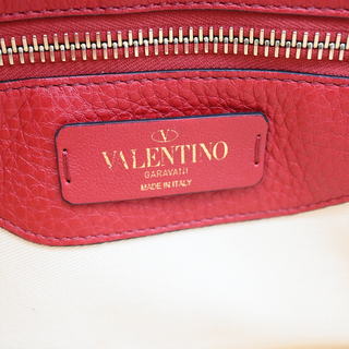 VALENTINO | Red Leather Rockstud Lock Flap Crossbody Bag