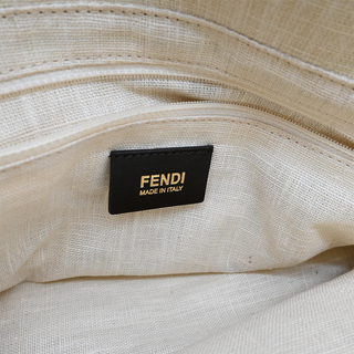 Beige Straw Baguette Shoulder Bag