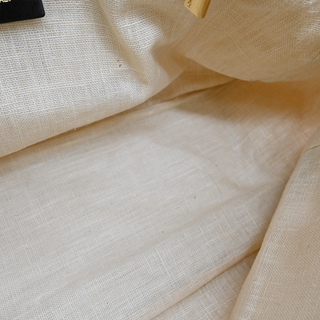 Beige Straw Baguette Shoulder Bag