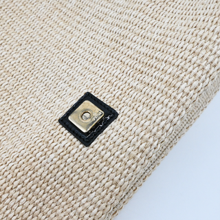 Beige Straw Baguette Shoulder Bag