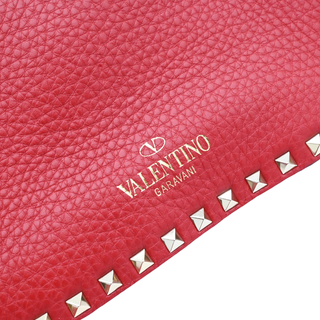VALENTINO | Red Leather Rockstud Lock Flap Crossbody Bag