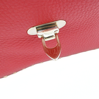 Red Leather Rockstud Lock Flap Crossbody Bag
