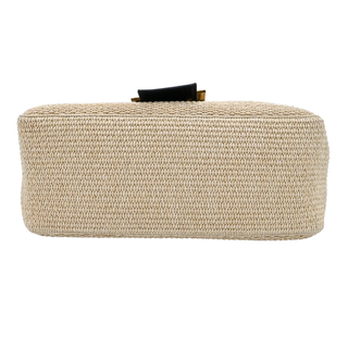 Beige Straw Baguette Shoulder Bag