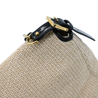 Beige Straw Baguette Shoulder Bag