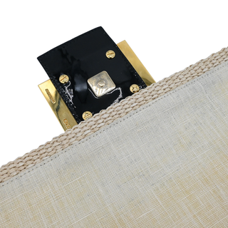Beige Straw Baguette Shoulder Bag