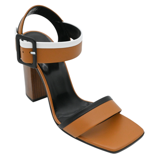 PIERRE HARDY | Tan Colorblock Leather Block Heel Sandal