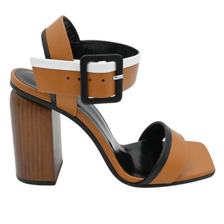 PIERRE HARDY | Tan Colorblock Leather Block Heel Sandal