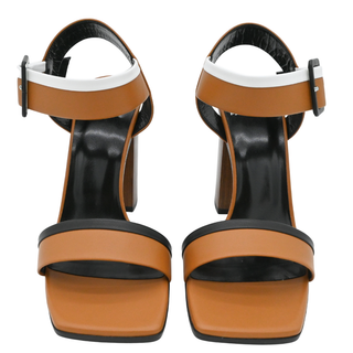 PIERRE HARDY | Tan Colorblock Leather Block Heel Sandal