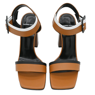 PIERRE HARDY | Tan Colorblock Leather Block Heel Sandal