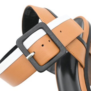 PIERRE HARDY | Tan Colorblock Leather Block Heel Sandal