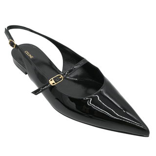 Judy Black Patent Mary Jane Slingback Flats
