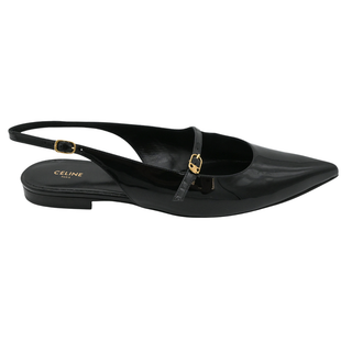 Judy Black Patent Mary Jane Slingback Flats