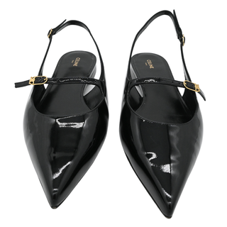 Judy Black Patent Mary Jane Slingback Flats