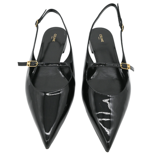 Judy Black Patent Mary Jane Slingback Flats