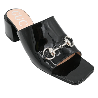 GUCCI | Black Patent Horsebit Heeled Mules