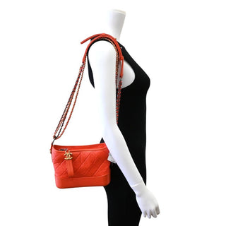 CHANEL | Orange Quilted Leather Gabrielle Hobo Shoulder Bag