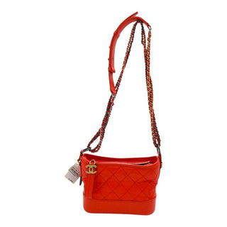 CHANEL | Orange Quilted Leather Gabrielle Hobo Shoulder Bag