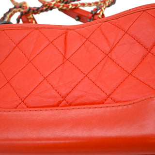 CHANEL | Orange Quilted Leather Gabrielle Hobo Shoulder Bag