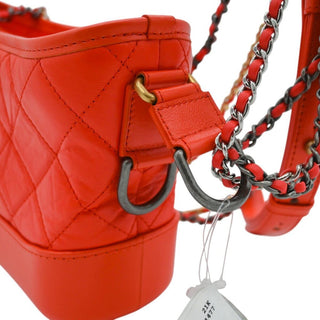 Orange Quilted Leather Gabrielle Hobo Shoulder Bag