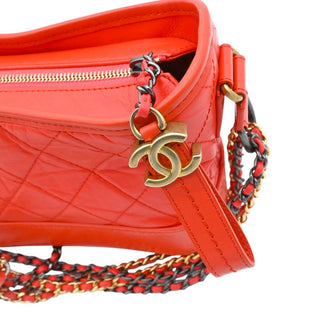 Orange Quilted Leather Gabrielle Hobo Shoulder Bag
