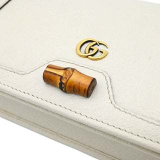 Ivory Leather Mini Diana Bamboo Crossbody Bag