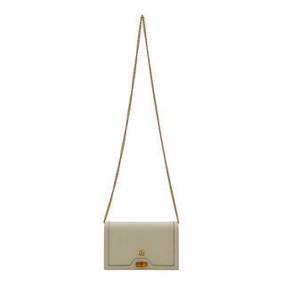 Ivory Leather Mini Diana Bamboo Crossbody Bag
