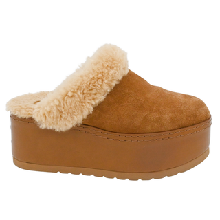 Tan Suede Shearling Dana Mules