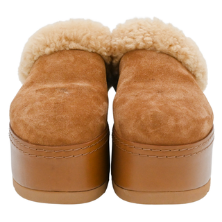 CELINE | Tan Suede Shearling Dana Mules