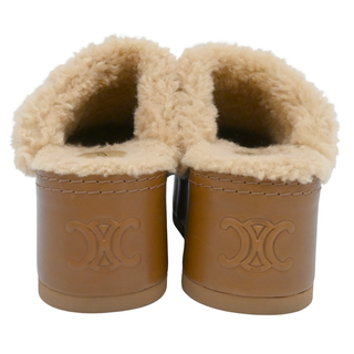 CELINE | Tan Suede Shearling Dana Mules